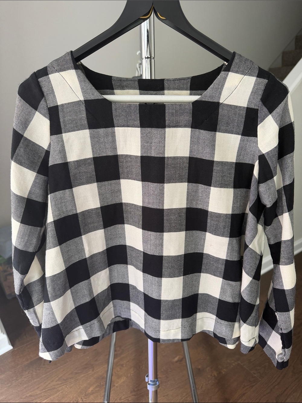 Ricorrrobe Classic Black & White Gingham Check Women's A-line Top size XS